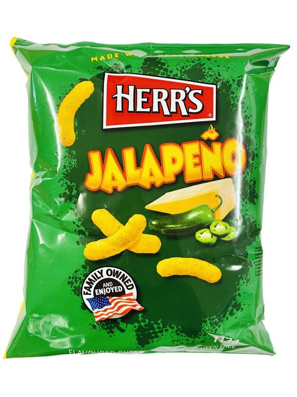 Herr's Jalapeno Cheese Curls 113g, Erdnuss Flips, Käse, Jalapeno