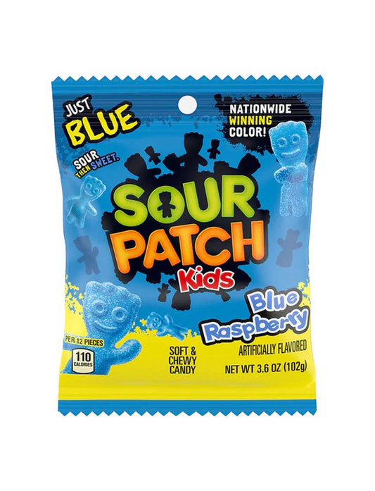 Sour Patch Kids Blue Rasberry Bag 102g, fruit gum, American sweets, USA 